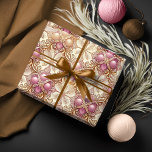 Pink Gold Christmas Pattern#4 ID1009 Wrapping Paper<br><div class="desc">If you are wondering what colour combinations to pick for your Christmas decor and gift wrap supplies this year, I've created collections of coordinating patterns to make life just a bit easier. This modern, ornate geometric pattern is shown here in a striking blush pink and gold colour palette. Search ID1009...</div>