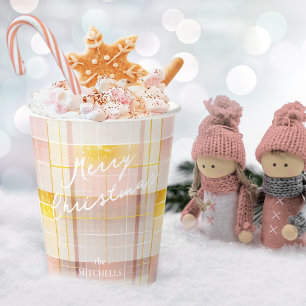 Pink Gold Christmas Pattern#7 ID1009 Paper Cups