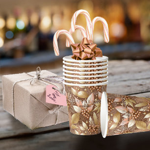 Pink Gold Christmas Pattern#8 ID1009 Paper Cups