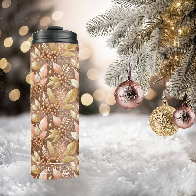 Pink Gold Christmas Pattern#8 ID1009 Thermal Tumbler (Creator Uploaded)