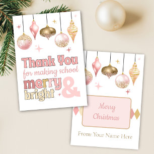 Pink Gold Christmas Thank You Gift Card Holder