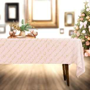 Pink Gold Christmas Typography Pattern#36 ID1009 Tablecloth