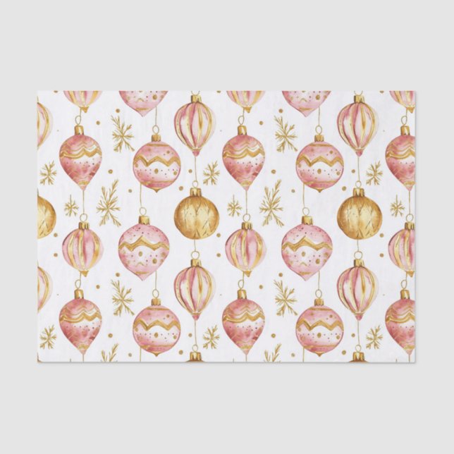 Pink Gold Christmas Vintage Ornaments  Tissue Paper (Front)