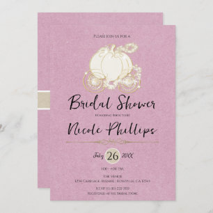 Pink Gold Cinderella Carriage Bridal Shower Invitation