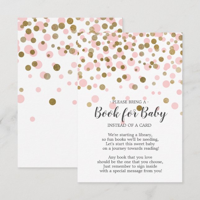 Pink Gold Confetti Baby Shower Book for Baby Invitation (Front/Back)
