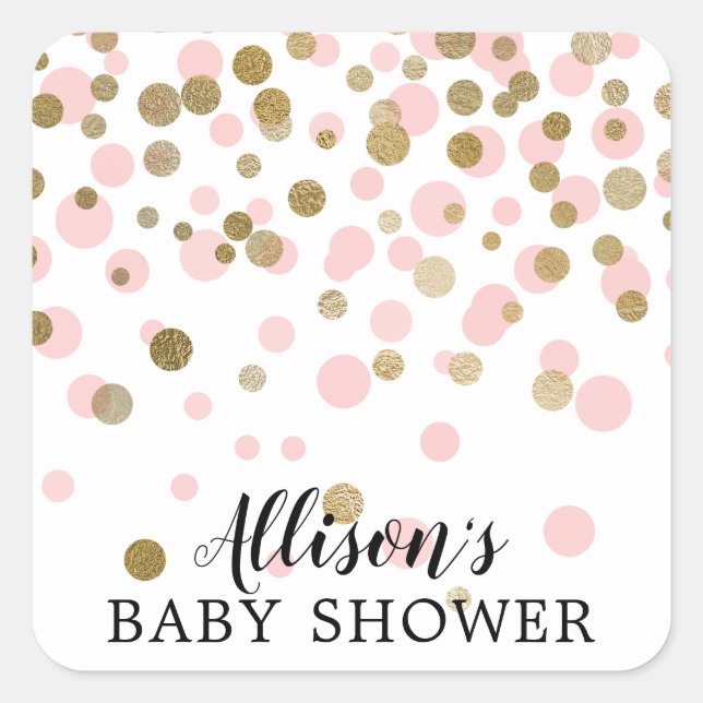 Pink Gold Confetti Baby Shower Envelope Seal (Front)