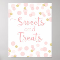 Pink Gold Confetti Baby Shower SweetsTreats Sign