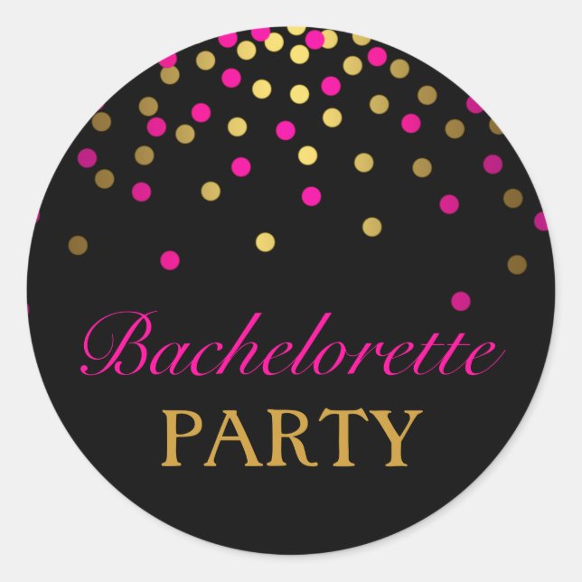 Pink & Gold Confetti Bachelorette Sticker (Front)