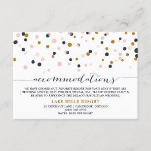 Pink & Gold Confetti Dots Accommodations Card