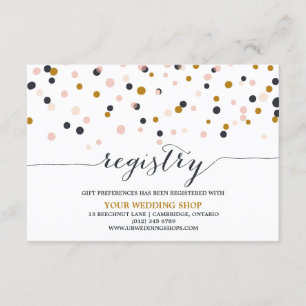 Pink & Gold Confetti Dots Gift Registry Card