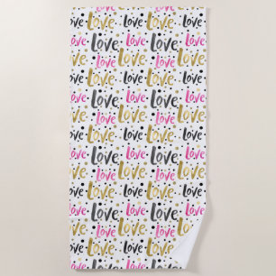 Pink Gold Confetti Dots Love Beach Towel