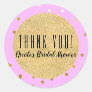 Pink Gold Confetti Dots Modern Glamour Glam Favour Classic Round Sticker