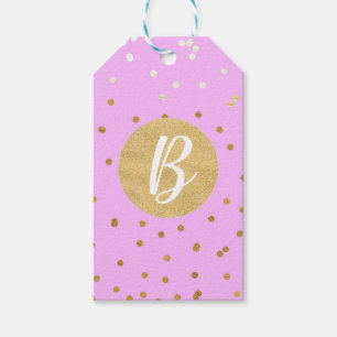 Pink Gold Confetti Dots Modern Glamour Glam Favour Gift Tags