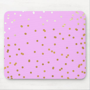 Pink & Gold Confetti Dots Modern Glamour Glam Mouse Pad