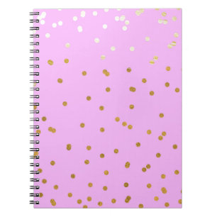 Pink & Gold Confetti Dots Modern Glamour Glam Spiral Notebook