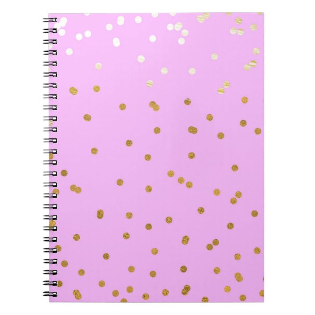 Pink & Gold Confetti Dots Modern Glamour Glam Spiral Notebook (Front)