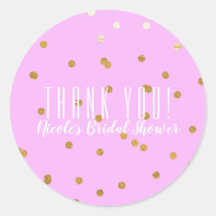 Pink & Gold Confetti Dots Modern Party Favour Classic Round Sticker