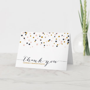 Pink & Gold Confetti Dots Thank You Card