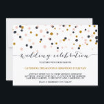 Pink & Gold Confetti Dots Wedding Invitation<br><div class="desc">Confetti Wedding Invitation 
 Modern card featuring blush,  gold and dark purple confetti dots. Matching items and other colours are available.</div>