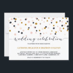 Pink & Gold Confetti Dots Wedding Invitation<br><div class="desc">Confetti Wedding Invitation 
 Modern card featuring blush,  gold and dark purple confetti dots. Matching items and other colours are available.</div>
