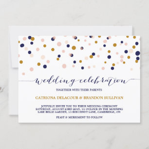Pink & Gold Confetti Dots Wedding Invitation II