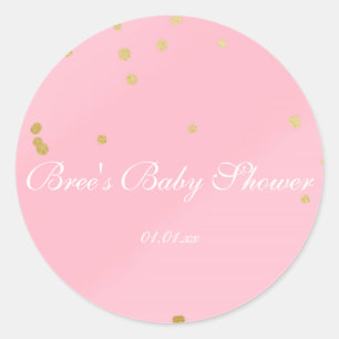 Pink & Gold Confetti Glam Shower Favour Sticker