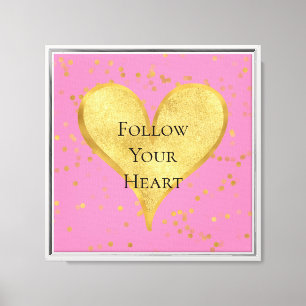 Pink Gold Confetti Heart Canvas Print