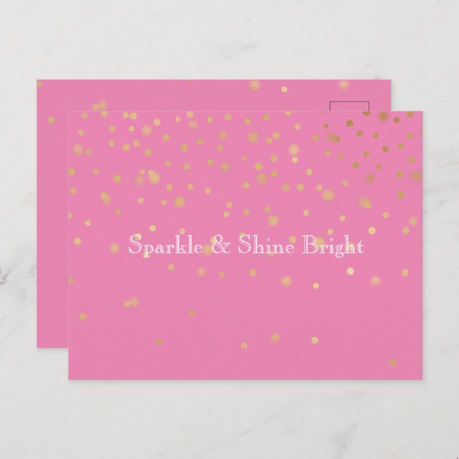 Pink Gold Confetti Postcard (Front/Back)