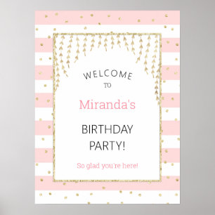 Pink Gold Confetti Welcome Sign