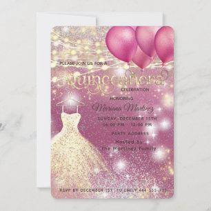 Pink gold Cool glitter String lights sparkle Invitation