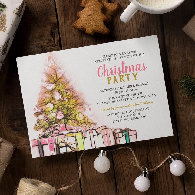 Pink | Gold Corporate Christmas Party Invitation (Creator Uploaded)