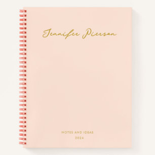 Pink Gold Custom Handwritting Name Notebook