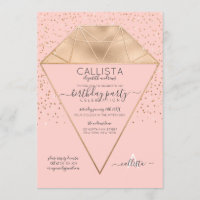 Pink Gold Diamond Confetti Glitter Birthday