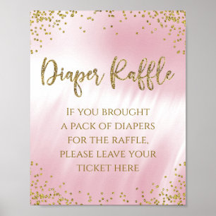 Pink Gold Diaper Raffle Table Sign