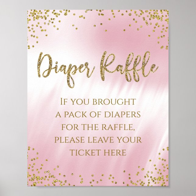 Pink Gold Diaper Raffle Table Sign (Front)