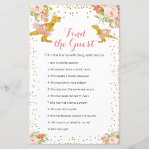 Pink Gold Dino Girl Watercolor Find the Guest game