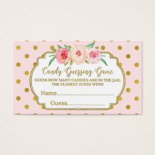 Pink Gold Dots Baby Shower Candy Guessing Game