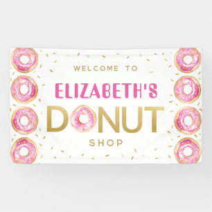 Pink & Gold Doughnut Shop Birthday Banner