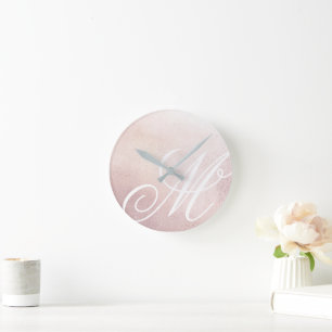 Pink Gold Elegance ⎢Monogram Acrylic Wall Clock
