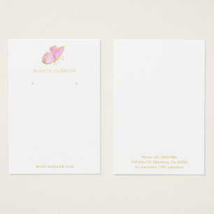 Pink Gold Elegant Butterfly Earring Display Card