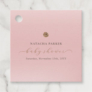 Pink Gold Elegant Girl Winter Baby Shower Favour Tags