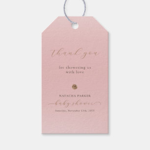 Pink Gold Elegant Girl Winter Baby Shower  Gift Tags