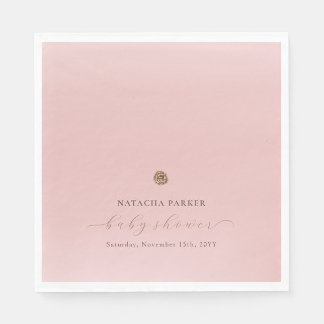 Pink Gold Elegant Girl Winter Baby Shower  Napkin (Front)