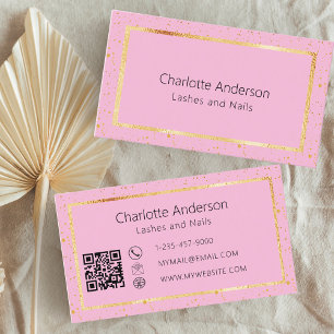 Pink gold elegant modern QR code Business Card