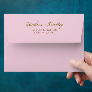 Pink Gold Elegant Simple Minimalist Wedding Envelope