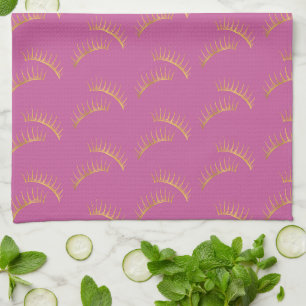 Pink Gold Eyelashes Tea Towel