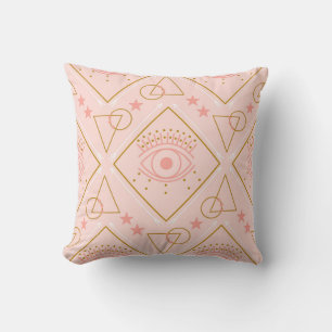 Pink Gold Eyes: Geometric Seamless Design Cushion