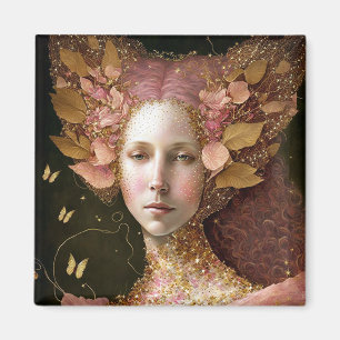 Pink Gold Fairy Fae Woman Fantasy Art Magnet