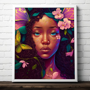 Pink Gold Fairy Fae Woman Fantasy Art Poster