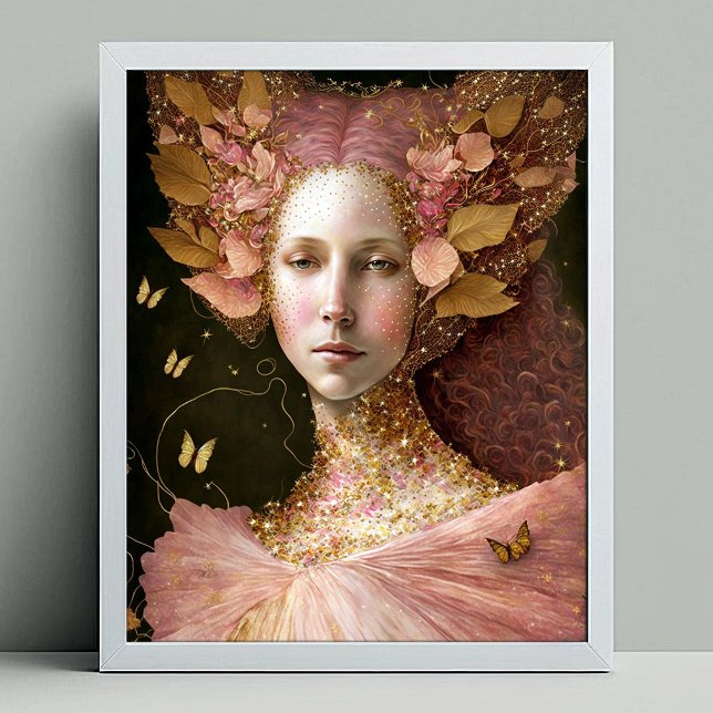 Pink Gold Fairy Fae Woman Fantasy Art Poster (Creator Uploaded)